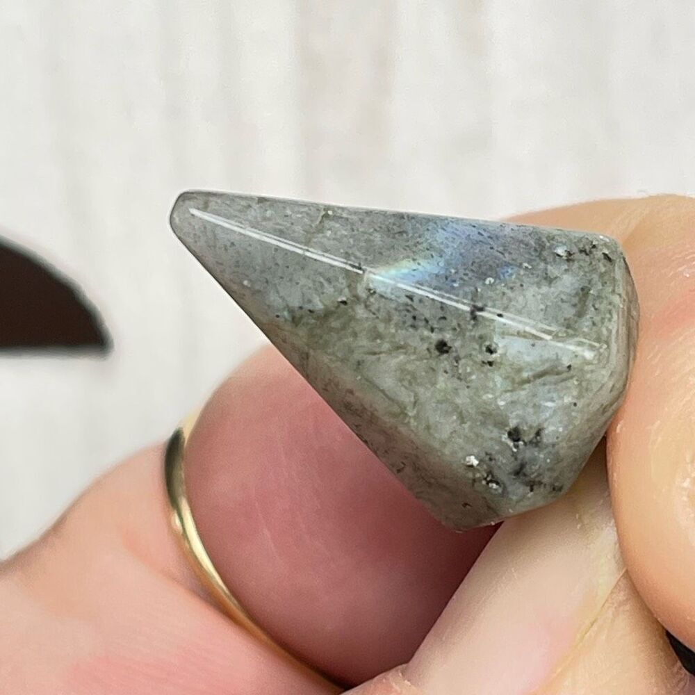 Labradorite pendulum pendant necklace rainbow flash NEW waxed cord adjustable ch
